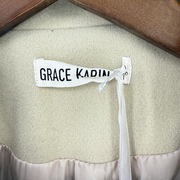 Grace Karin Notch Lapel Double Breasted Trench Coat Size Small Beige - Picture 6 of 8